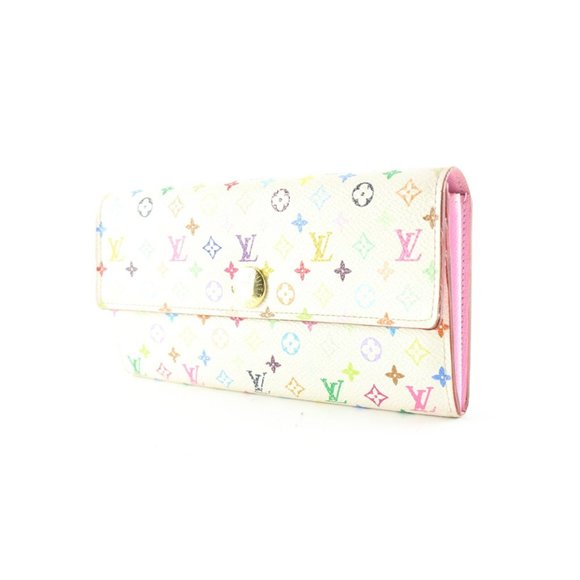 Louis Vuitton White Monogram Multicolor Sarah Flap Wallet Pink 6LV512S - Picture 3 of 12